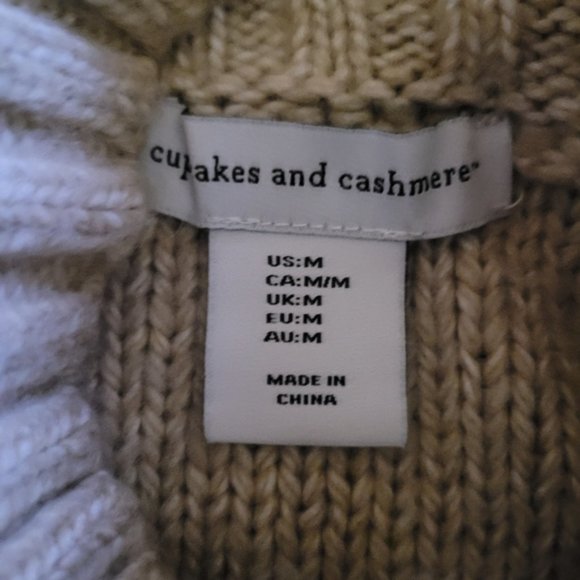 Cupcakes and Cashmere mock neck cable knit pompom sweater size medium - Picture 14 of 14